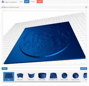V Image Litophane mohu provést různá nastavení reliéfu. Nakonec si stáhnu soubor ve formátu STL, který sice mohu poslat do 3D tiskárny, ale já tento soubor raději ještě zkontroluji v programu 3D Builder.